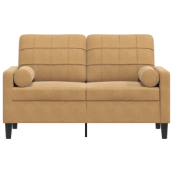 2-osobowa sofa z poduszkami, brązowa, 120 cm, aksamit