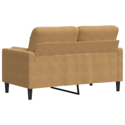 2-osobowa sofa z poduszkami, brązowa, 120 cm, aksamit