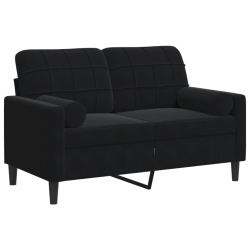 2-osobowa sofa z poduszkami, czarna, 120 cm, aksamit