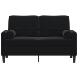 2-osobowa sofa z poduszkami, czarna, 120 cm, aksamit