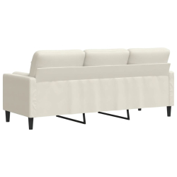 3-osobowa sofa z poduszkami, kremowa, 180 cm, aksamit