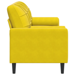 3-osobowa sofa z poduszkami, żółta, 180 cm, aksamit