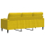 3-osobowa sofa z poduszkami, żółta, 180 cm, aksamit
