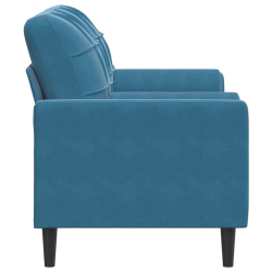 2-osobowa sofa z poduszkami, niebieska, 140 cm, aksamit