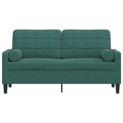 2-osobowa sofa z poduszkami, ciemnozielona, 140 cm, aksamit