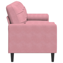 3-osobowa sofa z poduszkami, różowa, 210 cm, aksamit