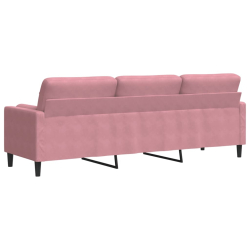 3-osobowa sofa z poduszkami, różowa, 210 cm, aksamit