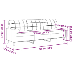 3-osobowa sofa z poduszkami, różowa, 210 cm, aksamit
