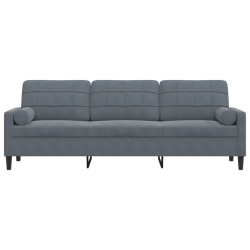 3-osobowa sofa z poduszkami, ciemnoszara, 210 cm, aksamit