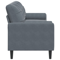 3-osobowa sofa z poduszkami, ciemnoszara, 210 cm, aksamit