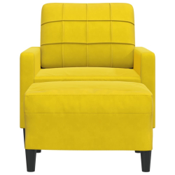 Fotel z podnóżkiem, żółty, 60 cm, aksamit