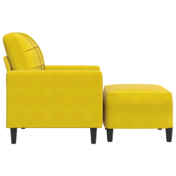 Fotel z podnóżkiem, żółty, 60 cm, aksamit