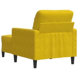 Fotel z podnóżkiem, żółty, 60 cm, aksamit