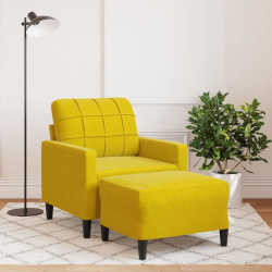 Fotel z podnóżkiem, żółty, 60 cm, aksamit