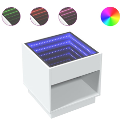 Stolik kawowy z LED Infinity, biały, 50x50x50 cm