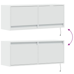 Ścienna szafka TV z LED, biała, 100x31x35 cm