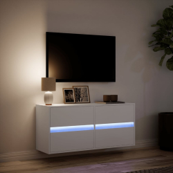 Ścienna szafka TV z LED, biała, 100x31x45 cm