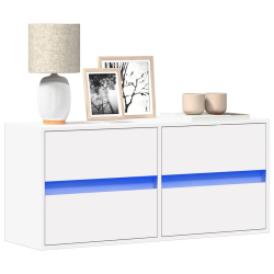 Ścienna szafka TV z LED, biała, 100x31x45 cm