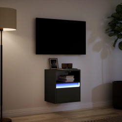Ścienna szafka TV z LED, czarna, 41x31x45 cm