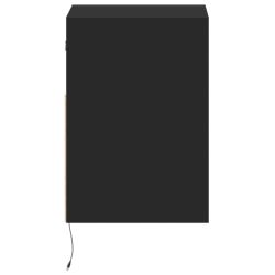 Ścienna szafka TV z LED, czarna, 41x31x45 cm