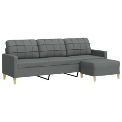 3-osobowa sofa z podnóżkiem, ciemnoszara, 210 cm, tkaniną