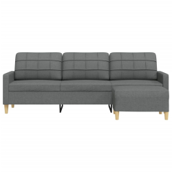 3-osobowa sofa z podnóżkiem, ciemnoszara, 210 cm, tkaniną