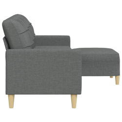 3-osobowa sofa z podnóżkiem, ciemnoszara, 210 cm, tkaniną
