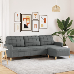 3-osobowa sofa z podnóżkiem, ciemnoszara, 210 cm, tkaniną