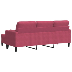 3-osobowa sofa z podnóżkiem winna czerwień 180 cm, aksamit