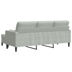 3-osobowa sofa z podnóżkiem, jasnoszara, 180 cm, aksamit