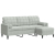 3-osobowa sofa z podnóżkiem, jasnoszara, 180 cm, aksamit