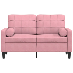 2-osobowa sofa z poduszkami, różowa, 120 cm, aksamit