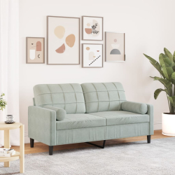2-osobowa sofa z poduszkami, jasnoszara, 140 cm, aksamit