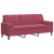 3-osobowa sofa z poduszkami, winna czerwień, 180 cm, aksamit
