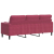 3-osobowa sofa z poduszkami, winna czerwień, 180 cm, aksamit
