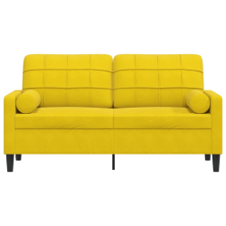 2-osobowa sofa z poduszkami, żółta, 140 cm, aksamit