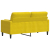 2-osobowa sofa z poduszkami, żółta, 140 cm, aksamit