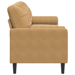 3-osobowa sofa z poduszkami, brązowa, 210 cm, aksamit