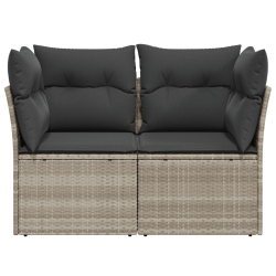 Sofa ogrodowa z poduszkami, 2-osobowa, jasnoszara, polirattan