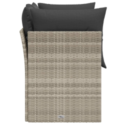 Sofa ogrodowa z poduszkami, 2-osobowa, jasnoszara, polirattan