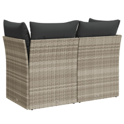 Sofa ogrodowa z poduszkami, 2-osobowa, jasnoszara, polirattan