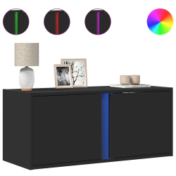Ścienna szafka TV z LED, czarna, 80x31x35 cm