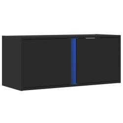 Ścienna szafka TV z LED, czarna, 80x31x35 cm