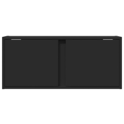 Ścienna szafka TV z LED, czarna, 80x31x35 cm