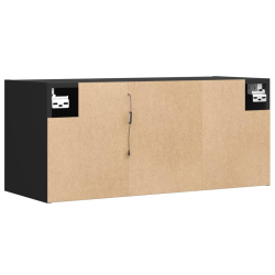 Ścienna szafka TV z LED, czarna, 80x31x35 cm