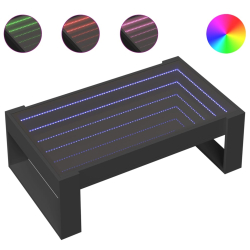 Stolik kawowy z LED Infinity, czarny, 90x53x30 cm