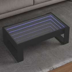 Stolik kawowy z LED Infinity, czarny, 90x53x30 cm