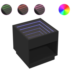 Stolik kawowy z LED Infinity, czarny, 50x50x50 cm