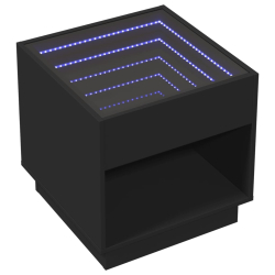 Stolik kawowy z LED Infinity, czarny, 50x50x50 cm