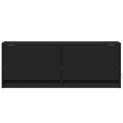 Ścienna szafka TV z LED, czarna, 100x31x35 cm